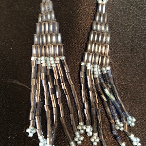 Handmade blue beaded earrings