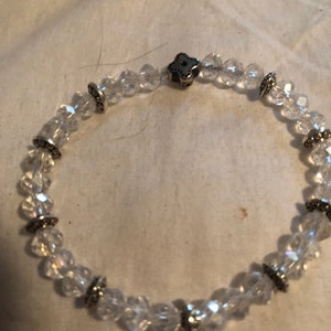 Handmade silver and clear beaded bracelet