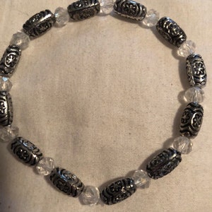 Handmade silver and clear beaded bracelet