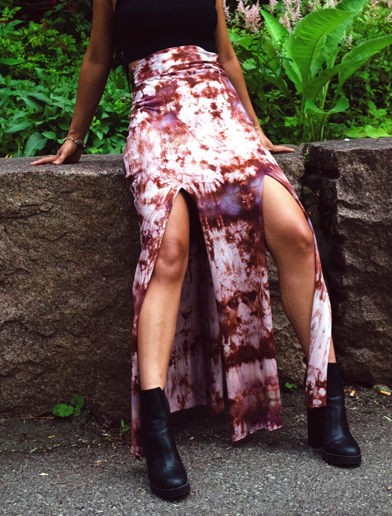 Desert Rose Double Slit Skirt Festival Fashion Organic Clothing Goa Clothing * Hippie Tie Dye Clothing