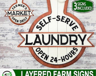 Farmhouse Sign Set-Laser Ready File | Glowforge File | Personalized Sign SVG File | Layered Sign