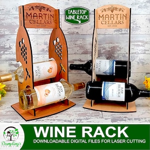 Tabletop Wine Rack | Laser Ready File | Glowforge File | Commercial Use