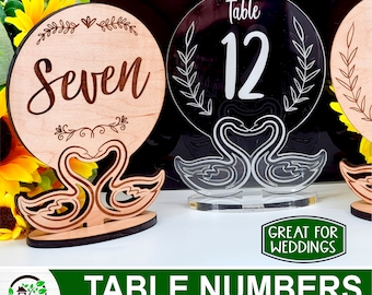 Wedding Table Numbers-Swan Edition | Laser File | Glowforge File | Commercial Use