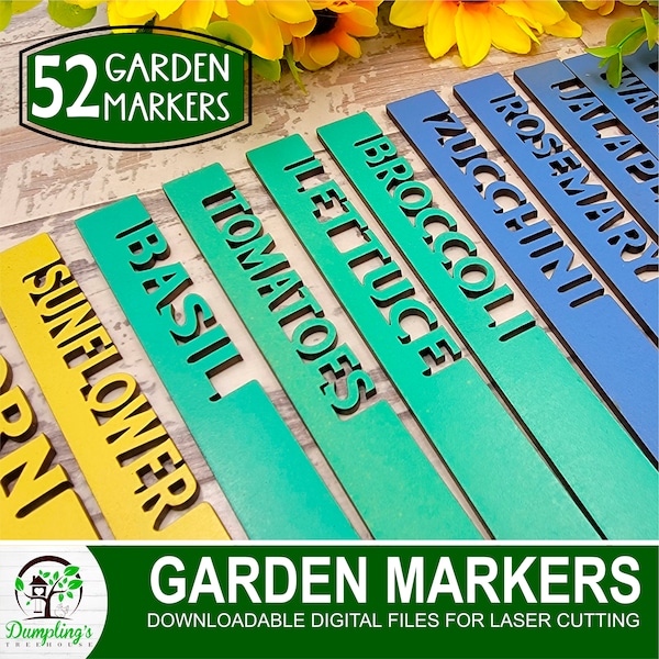 52 Garden Markers-Premium Laser Ready File