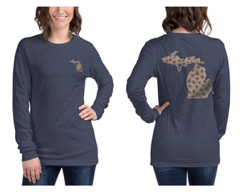 Womens Petoskey Stone Michigan Casual Long Sleeve Shirt