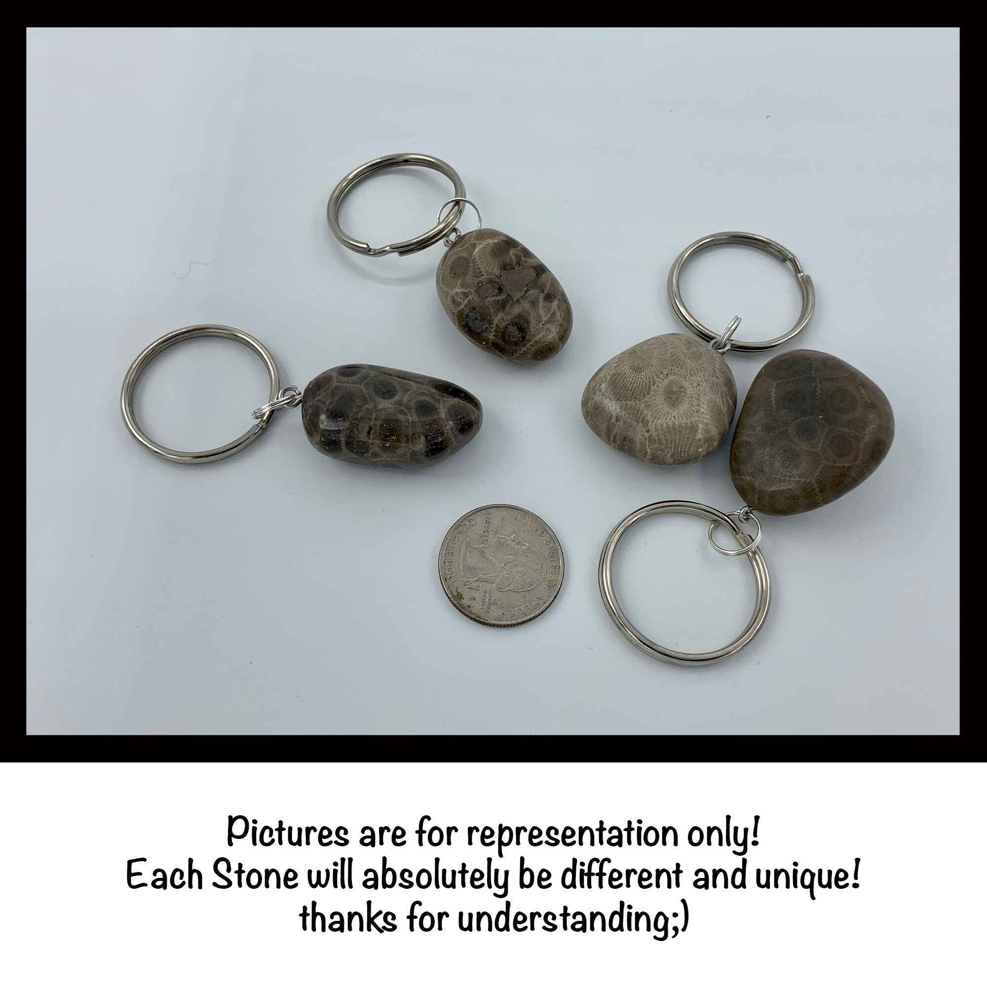 Handcrafted Petoskey Stone Keychain With Stainless Steel Key Etsy