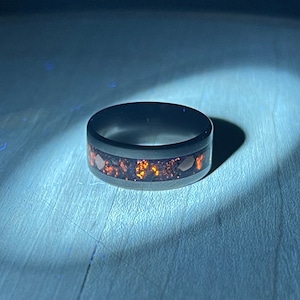 Yooperlite and Copper in Titanium - Handcrafted Ring -Made to Order