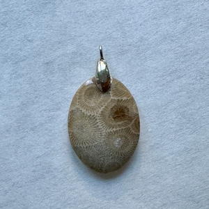 Petoskey Stone Oval pendant with Sterling Silver Bail