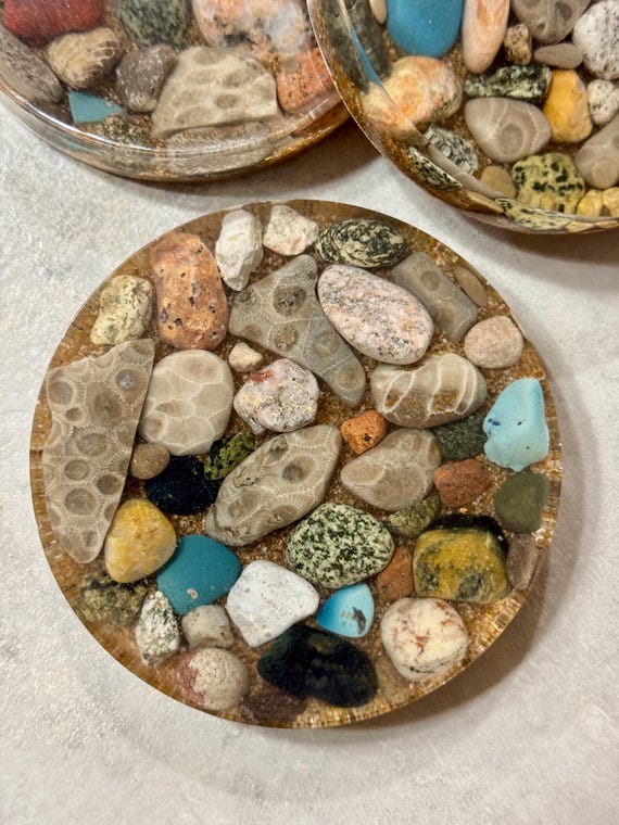 Beach Theme Coasters | Petoskey Stones | Michigan Rocks