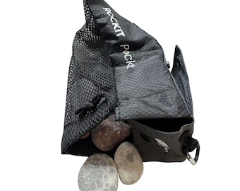 Rock Collecting Bag for Rockhounds and Kids - Collapsible Foraging Pouch - ROCKIT Pocket