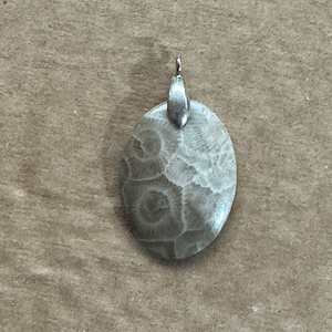 Petoskey Stone Oval pendant with Sterling Silver Bail