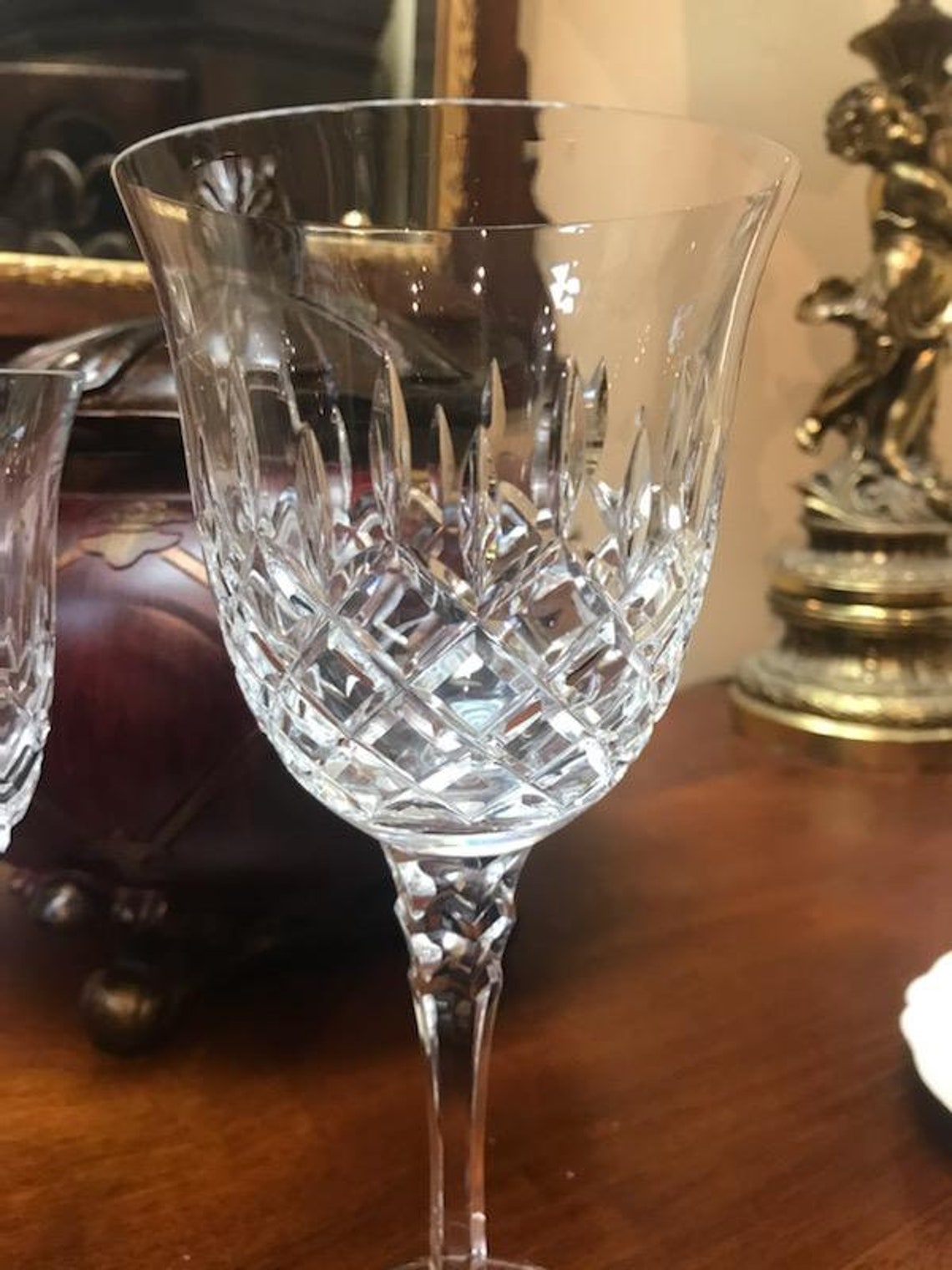 7 1/2 Tall. King Richard Pattern Towle Crystal Wine Glasses, Towle Lead