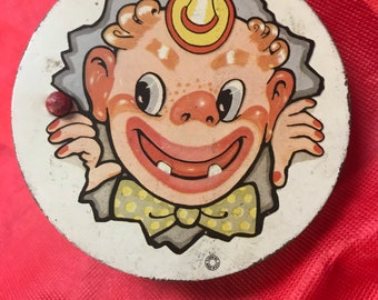 1930s Twirl Around Noise Maker. Made By T Conn Inc. It Works. Clown Toy.