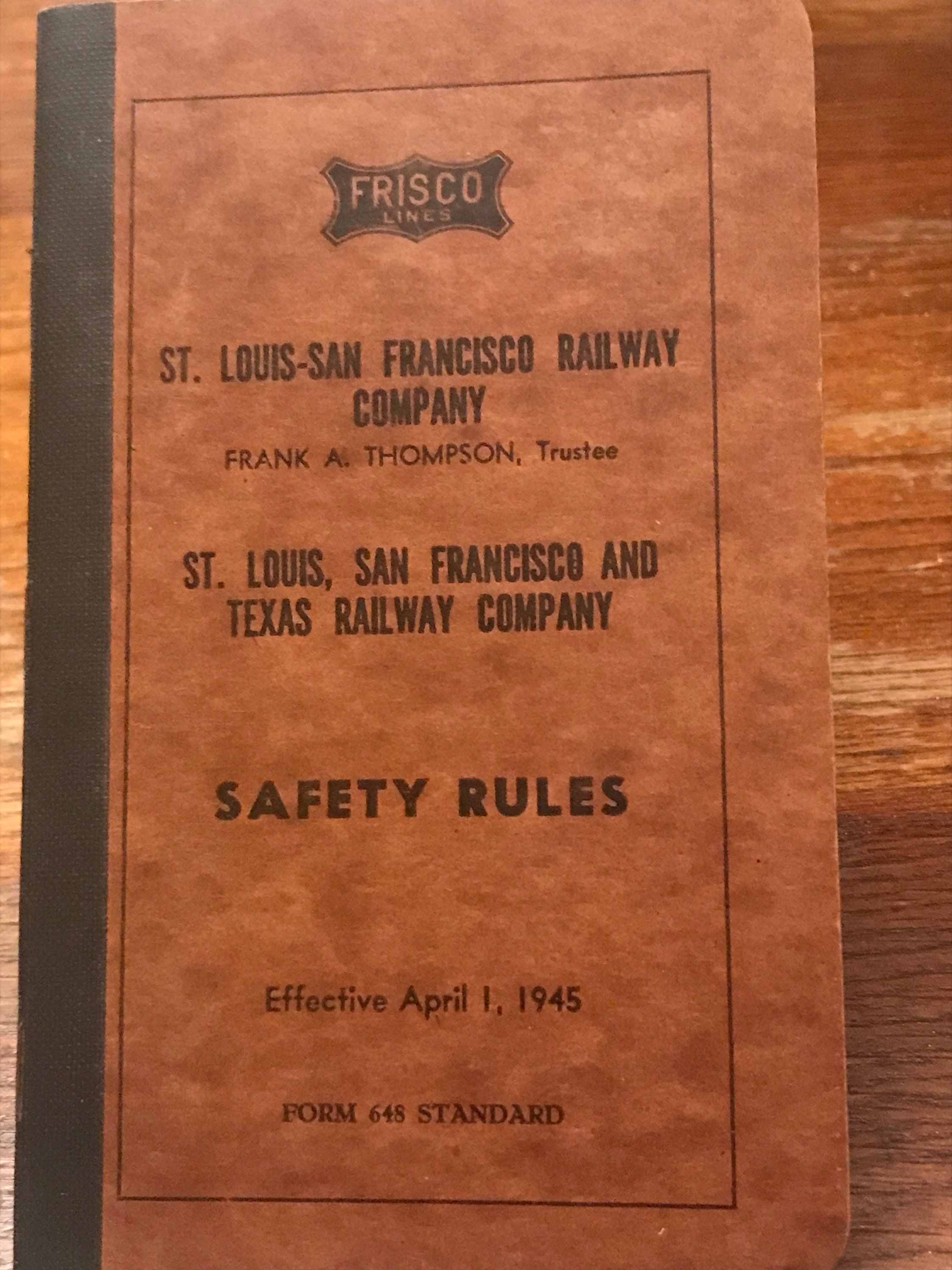 1945 Safety Rules for St Louis-san Francisco Railway Company