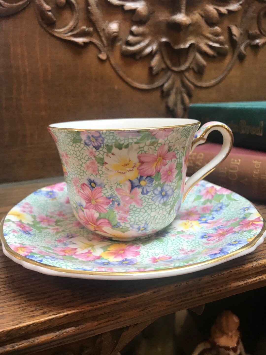 Royal Winton Cup and Saucer. Marion is the Pattern. Made in England. Etsy