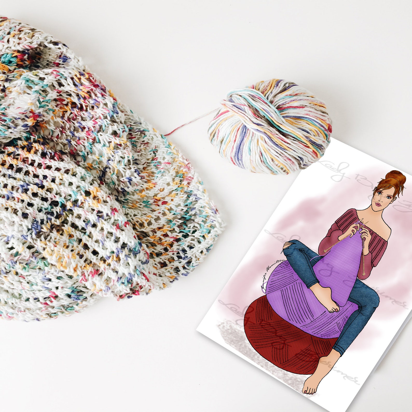 Knit One Purl Two Fashion Illustration Digital Download Etsy