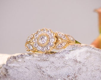 Diamond Floral Ring in 10k
