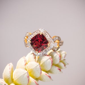 Garnet & Diamond Statement Ring In 10k