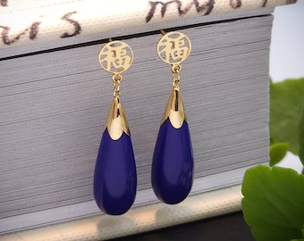 Lapis Lazuli &#39;Lucky&#39; Drop Earrings
