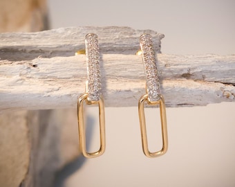 Genuine Diamond Paperclip Earrings