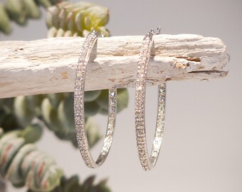 Diamond Hoop Earrings - Large