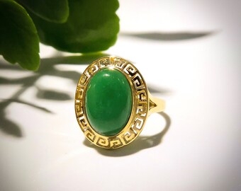 オーバル翡翠ゴールドリング - Etsy 日本