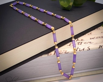 Purple Jade 14k Tube Necklace