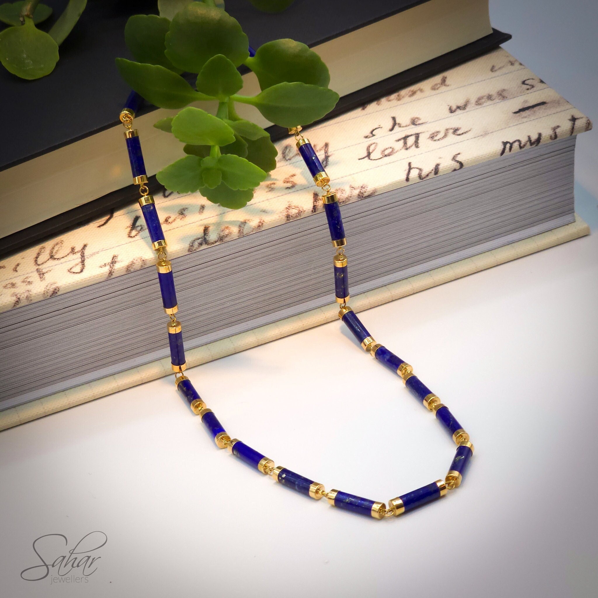 Lapis Lazuli 14k Tube Necklace