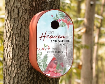 Winter Cardinal Birdhouse | Let Heaven and Nature Sing | Personalized Christmas Gift for Grandparent | Religious Christmas Garden Decor