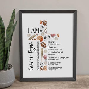 Sporty Confirmation Gift for Boys | Bible Verse Cross Wall Sign for Baptism Gift | Christian Confirmation | First Communion Party Decor