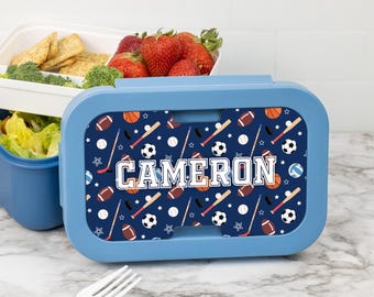 Custom Sports Equipment Boy Lunch Box | Back to School Bento Box | Personalized Toddler Child School Lunch Box | School Gifts for Him