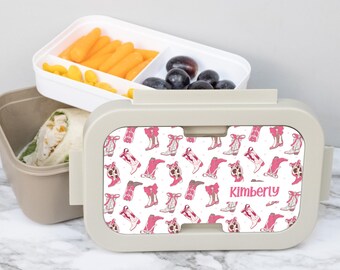 Personalized Lunch Box for Girls | Custom Cowgirl Lunch Box | Bento Box for Girls | Preppy Pink Western Back to School Gifts for Girls