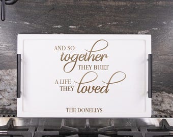 Personalized Wedding Serving Tray | Engraved Wooden Serving Tray for Couples | Newlywed Gifts | Wooden Anniversary Gifts | And So Together