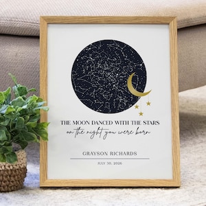 Custom Nursery Sign | The Night You Were Born Star Map Sign | Personalized Nursery Wall Decor | New Baby Gift | Stars Night Born Poster