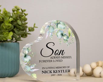 Son Memorial Heart Decor | Personalized Son Memorial Gift | Loss of Son Sympathy Gift | Son Remembrance Gift | Son Memorial Keepsake Gift