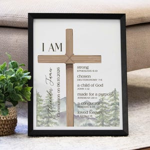 Confirmation Gift for Boys | Bible Verse Cross Wall Sign Personalized Baptism Gift | Christian Confirmation Keepsake | First Communion Gifts