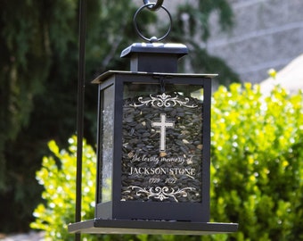 Cross Memorial Bird Feeder Gift | Religious Sympathy Garden Bird Feeder | Personalized Sympathy Gift | Unique In Memory Of Bereavement Gift