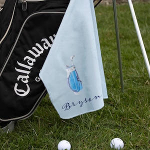 Custom Golf Towel | Vintage Golf Bag Towel | Golf Gift for Him | Personalized Golf Accessory | Caddie Club Towel for Golfer | Golfing Gift