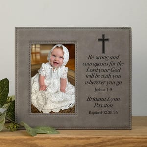 Baptism Picture Frame Personalized | Religious Baptism Gift | Joshua 1:9 Baptism Keepsake Gift | Baby Baptism Gift| Baptism Gift Boy or Girl