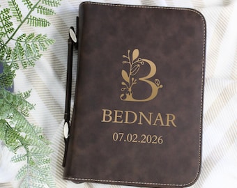 Monogram Bible Cover Wedding Gift | Personalized Bible Verse Wedding Guest Book Cover | Custom Couple Bible Cover | Family Bible