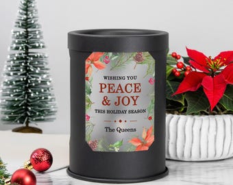 Peace & Joy Christmas Wax Warmer | Festive Living Room Candle Decor | Custom Holiday Home Fragrance | Personalized Gifts for Mom