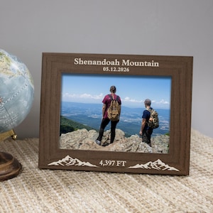 Mountains Picture Frame | Engraved Moutains Hiking Picture Frame | Personalized Mountains Picture Frame | Adventure Hiking Picture Frame