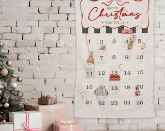 Personalized Christmas Advent Calendar | Vintage Christmas Gift Countdown | Hanging Home Decor for Children | Holiday Countdown Calendar
