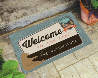 Personalized Welcome to Our Camp Doormat | Camp Site Welcome Mat | Gifts for Campers | Campsite RV Doormat | RV Campers Christmas Gift