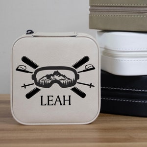 Skiing Gifts for Girls | Personalized Winter Sports Jewelry Box | Skier Travel Jewelry Box with Name | Gift for Ski Athlete or Instructor