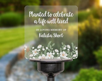 Memorial Solar Garden Stake | Planted In Memory Of Garden Decor | Sympathy Garden Gifts | Personalized Bereavement Solar Grave Decor Gift