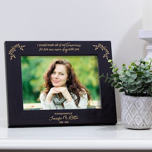 Personalized Memorial Picture Frame | Trade My Tomorrows for One More Day with You | Engraved Sympathy Picture Frame | In Memory of Frame