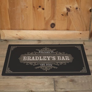 Bar Welcome Mat | Personalized Home Bar Doormat | Custom Bar Doormat | Holiday Gifts for Him | Custom Gift for Man | Bar and Grill Floor Mat