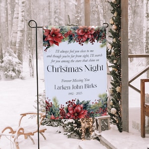 Drapeau du jardin commémoratif de Noël | Décoration de jardin Sympathie de Noël | Cadeau commémoratif personnalisé | Décoration extérieure commémorative