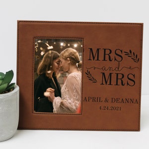 Mrs & Mrs Picture Frame | Personalized Lesbian Wedding Picture Frame Gift | Custom Mrs Mrs Picture Frame | LGBT Wedding Picture Frame Gift